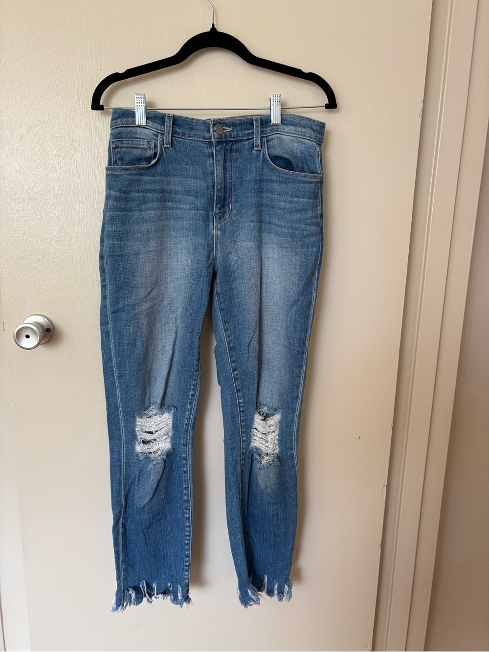 L'AGENCE Light Blue Distressed Skinny Jeans